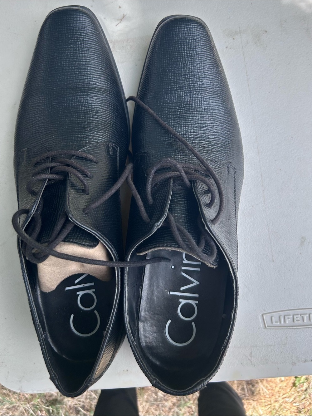 Calvin Klein Men's Textured Black Lace-Up Oxfords
